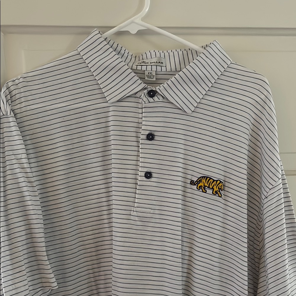 Striped Polo Shirt with Tiger Logo